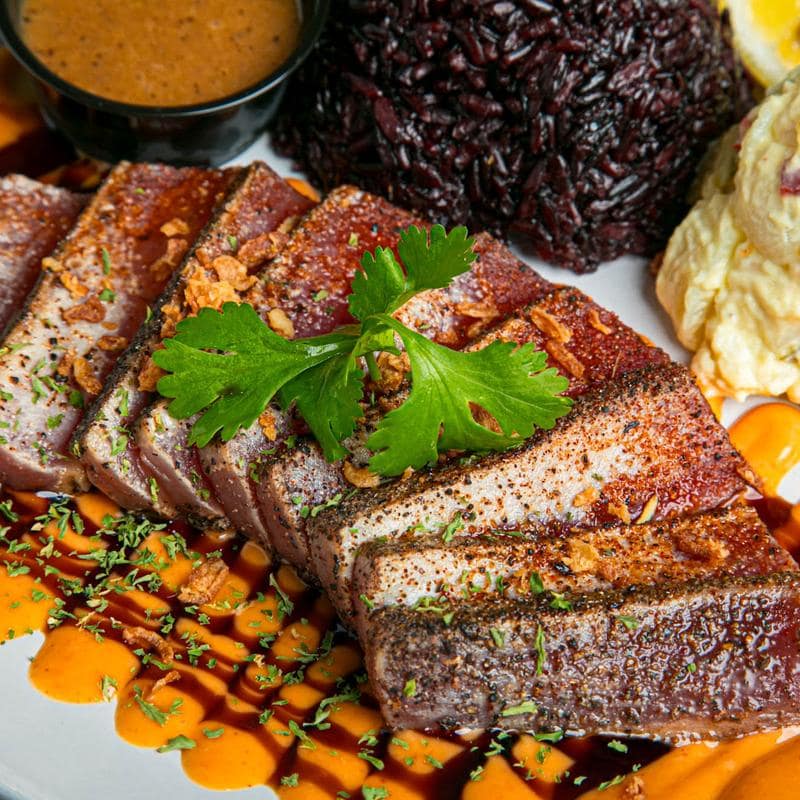 Smoky seared ahi tuna with cajun seasoning