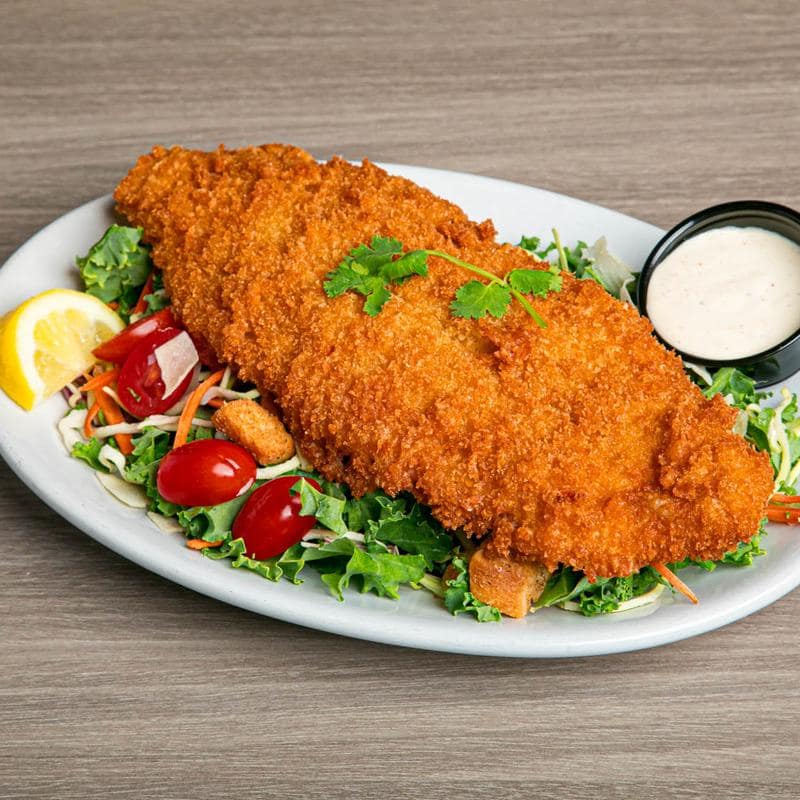 Caesar salad with crusted fish